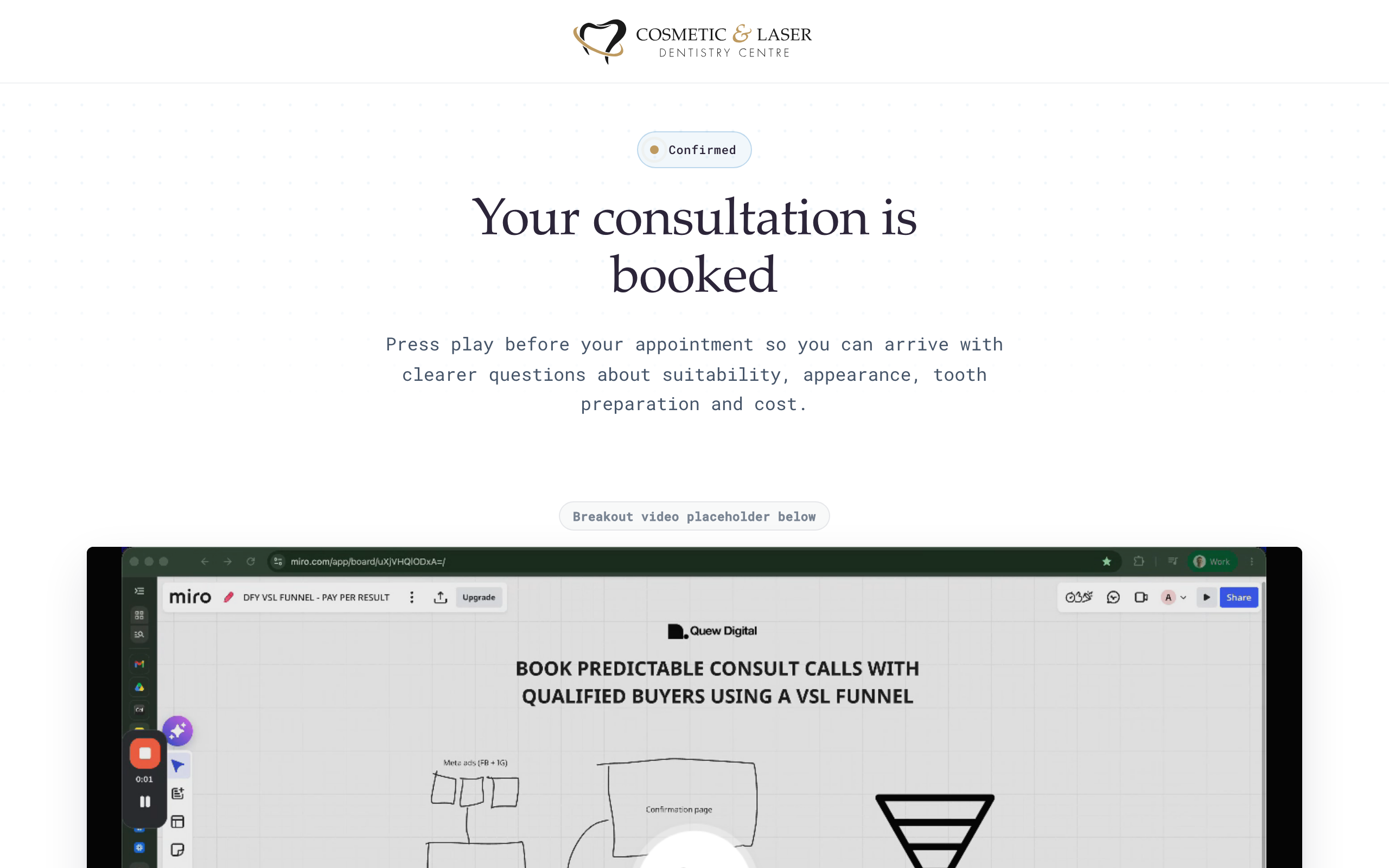 Confirmation page preview