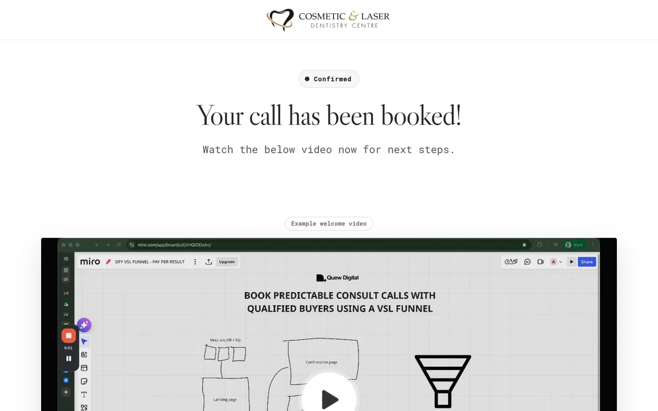 Confirmation page preview